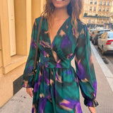 ROBE ORA IMPRIMÉ VERT ET VIOLET