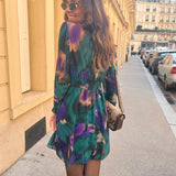 ROBE ORA IMPRIMÉ VERT ET VIOLET