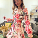 ROBE ORA Fleurs roses orangées